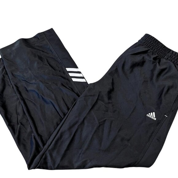 Adidas Vintage Snap Pants Men’s XL Black Track Athletic Tearaway 3 Stripe - Picture 1 of 8